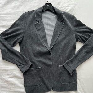 Majestic Filatures Cotton Cashmere Double Face One Button Blazer in Charcoal
